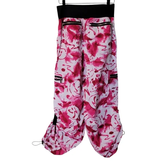 Womens Zumba Cargo Pink Black White Workout Pants XL - Picture 7 of 8